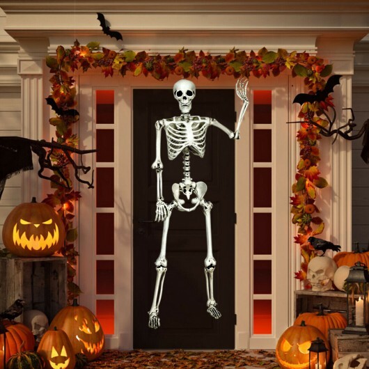 5.4 Feet Halloween Skeleton Life Size Realistic Full Body Hanging - Color: White - Image 4