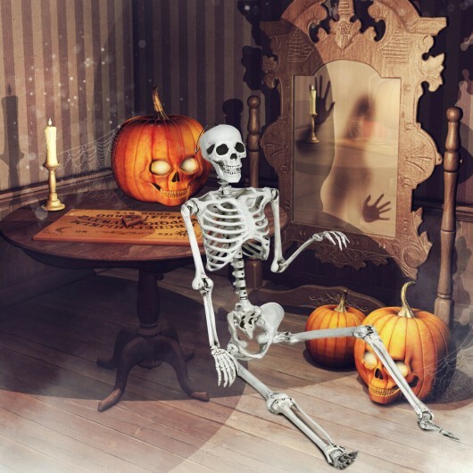 5.4 Feet Halloween Skeleton Life Size Realistic Full Body Hanging - Color: White - Image 5