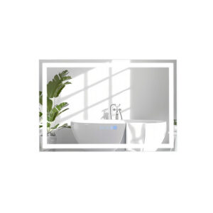 LED Bathroom Mirror Wall Mounted Rectangle Mirror with 3-Color Dimmable Lights-S - Color: Silver - Size: S