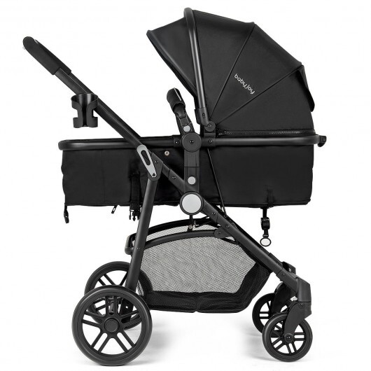 2-in-1 Foldable Pushchair Newborn Infant Baby Stroller-Black - Color: Black - Image 3