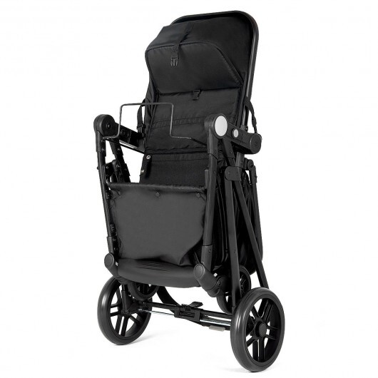 2-in-1 Foldable Pushchair Newborn Infant Baby Stroller-Black - Color: Black - Image 4