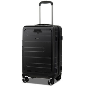 20 Inch Carry-on Luggage PC Hardside Suitcase TSA Lock with Front Pocket and USB Port-Black - Color: Black
