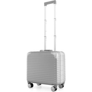 16 Inch Under-seat Carry On Luggage with Spinner Wheels and Laptop Compartment-Sliver - Color: Silver