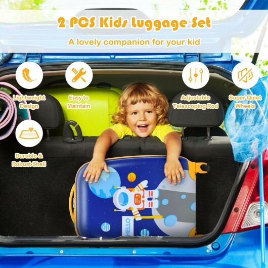 2 Pieces Kids Luggage Sets with Backpack and Suitcase for Travel - Color: Blue - Image 3