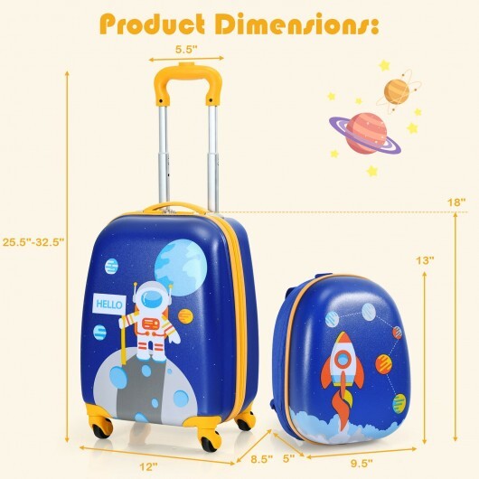 2 Pieces Kids Luggage Sets with Backpack and Suitcase for Travel - Color: Blue - Image 4