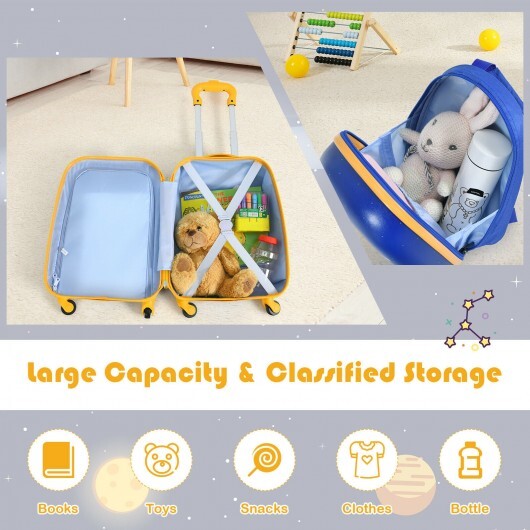 2 Pieces Kids Luggage Sets with Backpack and Suitcase for Travel - Color: Blue - Image 5