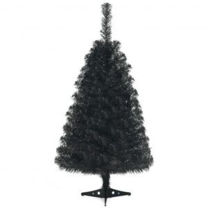 3 Feet Unlit Artificial Christmas Halloween Mini Tree with Plastic Stand-Black - Color: Black - Size: 30 inches