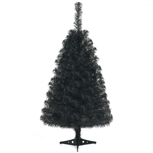 3 Feet Unlit Artificial Christmas Halloween Mini Tree with Plastic Stand-Black - Color: Black - Size: 30 inches