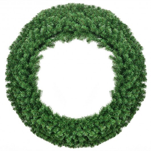 48 Inch Pre-lit Cordless Artificial Christmas Wreath - Color: Green - Size: 48 inches