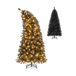 6/7 FT Artificial Christmas Tree with Bendable Top Section and Warm Light-6 FT - Color: Black - Size: 6 ft