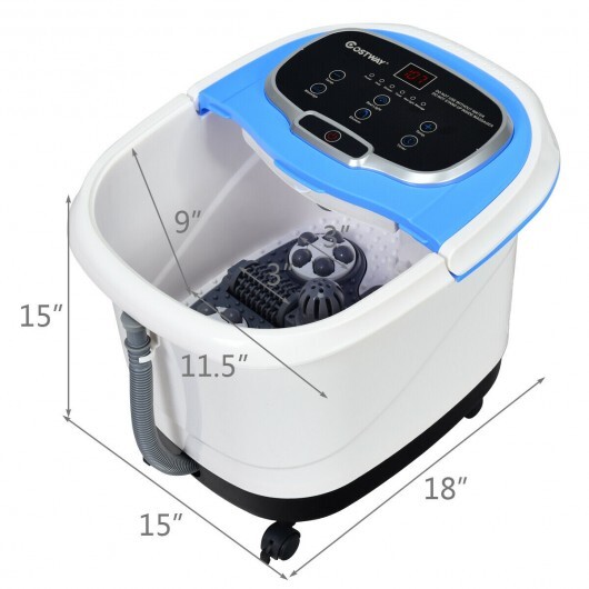 Portable All-In-One Heated Foot Bubble Spa Bath Motorized Massager-Blue - Color: Blue - Image 3