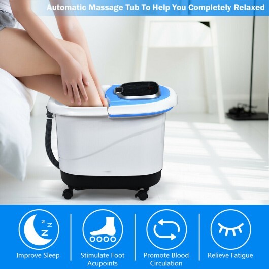 Portable All-In-One Heated Foot Bubble Spa Bath Motorized Massager-Blue - Color: Blue - Image 4