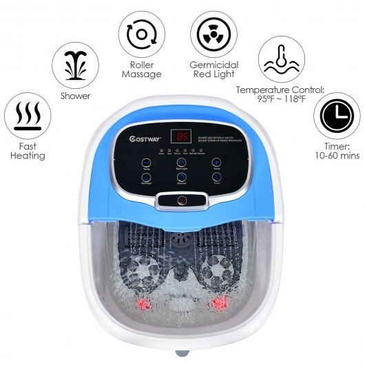 Portable All-In-One Heated Foot Bubble Spa Bath Motorized Massager-Blue - Color: Blue - Image 5