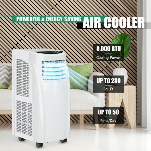 8000 BTU Portable Air Conditioner with Sleep Mode and Dehumidifier Function - Color: White - Image 4