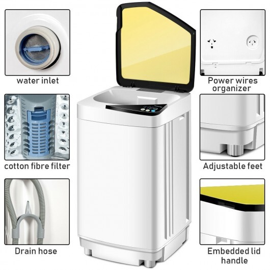Full-automatic Washing Machine 7.7 lbs Washer / Spinner Germicidal-Yellow - Color: Yellow - Image 5