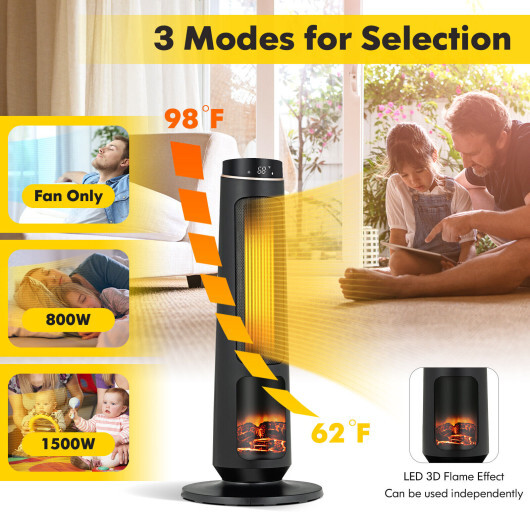 1500W PTC Fast Heating Space Heater for Indoor Use-Black - Color: Black - Image 3