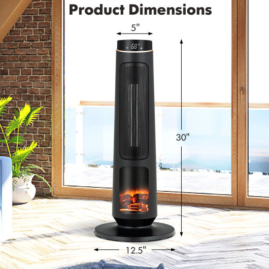 1500W PTC Fast Heating Space Heater for Indoor Use-Black - Color: Black - Image 4