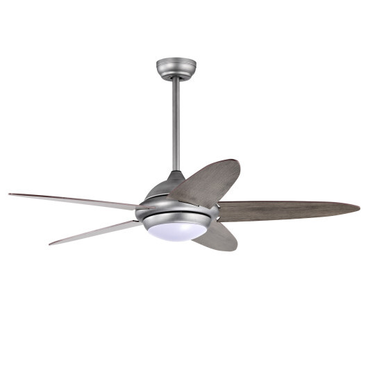 52 Inch Ceiling Fan with Lights and 3 Lighting Colors-Silver Gray - Color: Silver Gray
