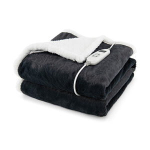 Electric Heated Blanket Throw with 10 Heat Settings-Gray - Color: Gray