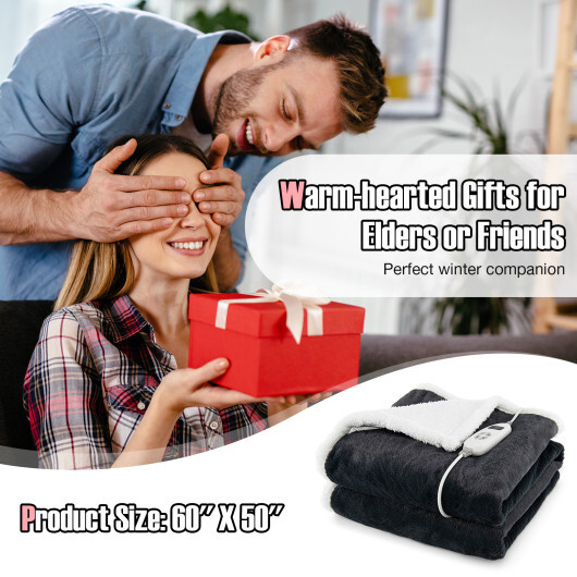 Electric Heated Blanket Throw with 10 Heat Settings-Gray - Color: Gray - Image 4