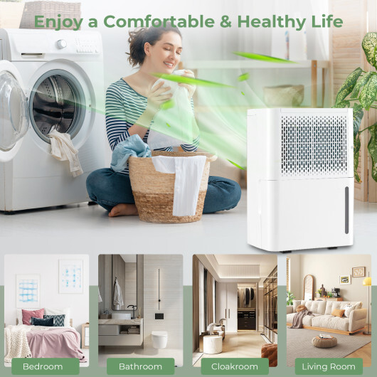 2000 Sq. Ft 32 Pint Dehumidifier with Continuous/Drying/Auto Mode-White - Color: White - Image 4