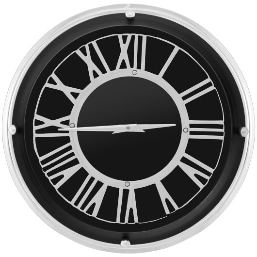 13.5/17.5 Inch Silent Wall Clock with Silver Frame-S - Color: Black - Size: S
