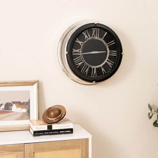 13.5/17.5 Inch Silent Wall Clock with Silver Frame-S - Color: Black - Size: S - Image 2