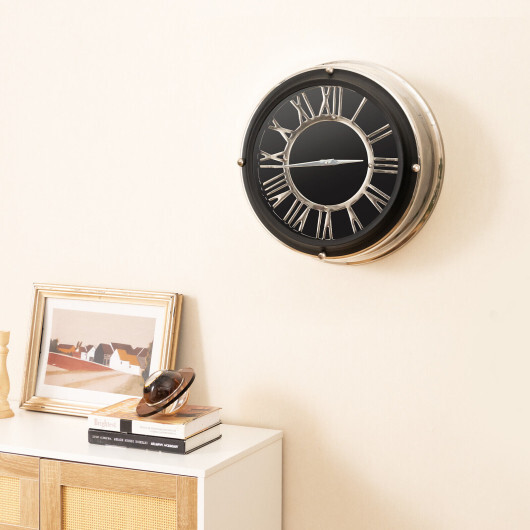 13.5/17.5 Inch Silent Wall Clock with Silver Frame-S - Color: Black - Size: S - Image 3