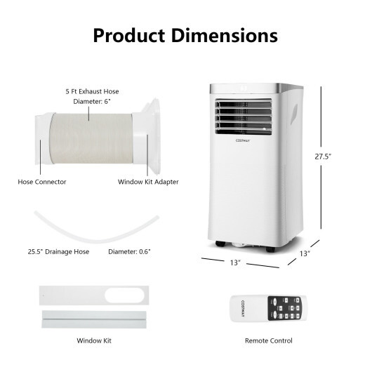 10000BTU 3-in-1 Portable Air Conditioner with Remote Control-White - Color: White - Image 4