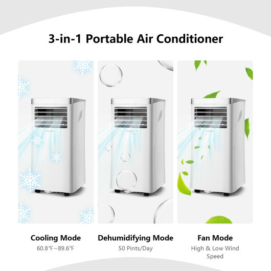 10000BTU 3-in-1 Portable Air Conditioner with Remote Control-White - Color: White - Image 5