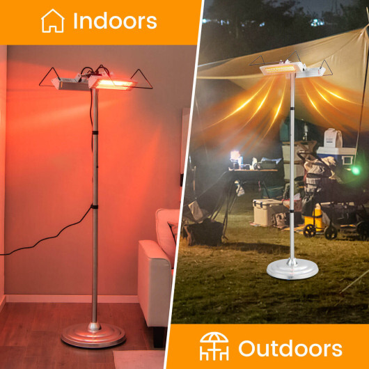 1500W Standing Electric Heater with Double-sided Heating - Color: Silver - Image 3