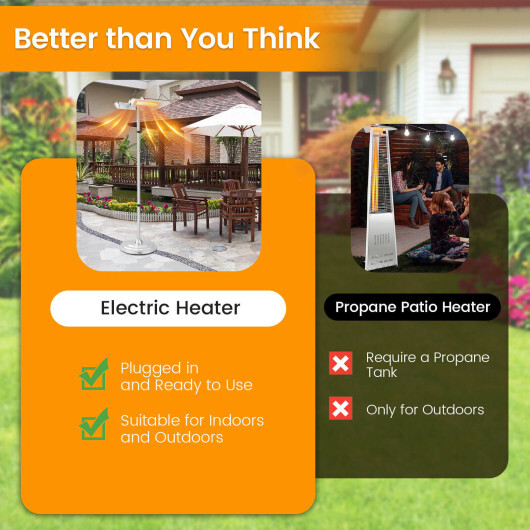 1500W Standing Electric Heater with Double-sided Heating - Color: Silver - Image 4