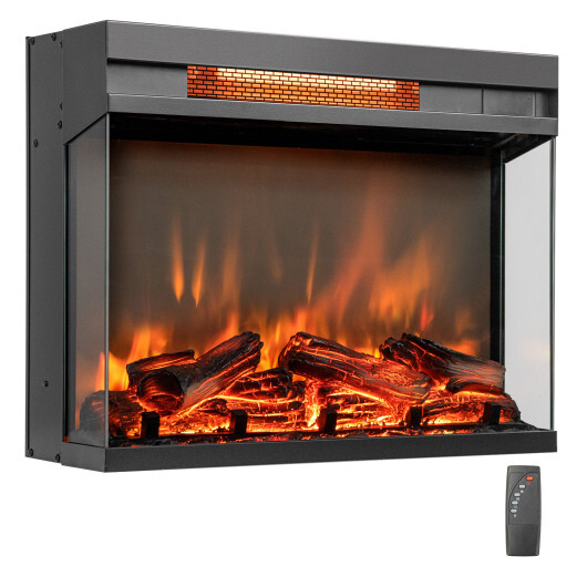 23-inch 3-Sided Electric Fireplace Insert with Remote Control-Black - Color: Black