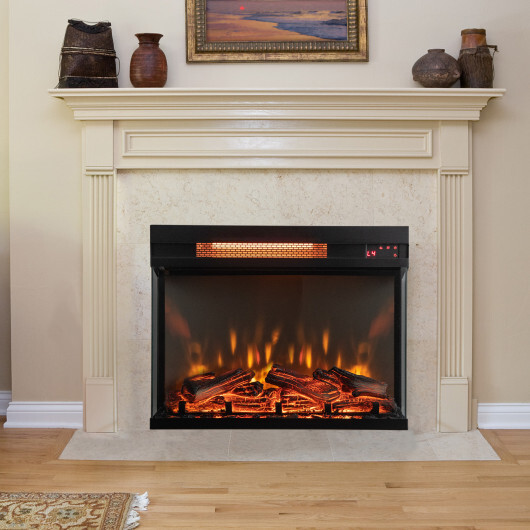 23-inch 3-Sided Electric Fireplace Insert with Remote Control-Black - Color: Black - Image 2