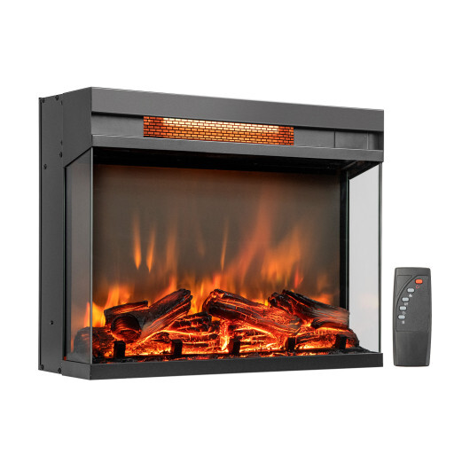 23-inch 3-Sided Electric Fireplace Insert with Remote Control-Black - Color: Black - Image 4