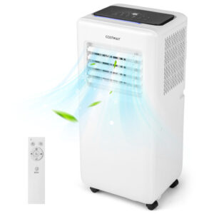 8000 BTU Portable Air Conditioner with Remote Control and LED Digital Display-White - Color: White