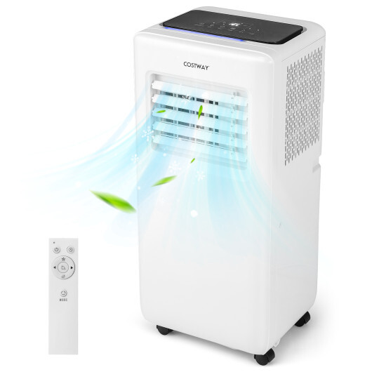 8000 BTU Portable Air Conditioner with Remote Control and LED Digital Display-White - Color: White