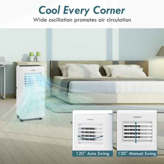 8000 BTU Portable Air Conditioner with Remote Control and LED Digital Display-White - Color: White - Image 4