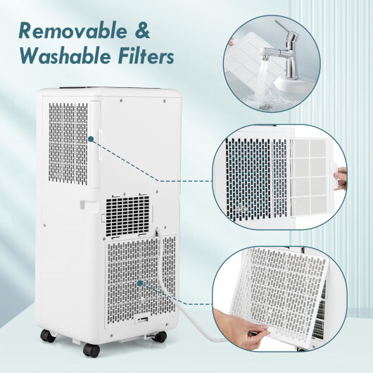 8000 BTU Portable Air Conditioner with Remote Control and LED Digital Display-White - Color: White - Image 5