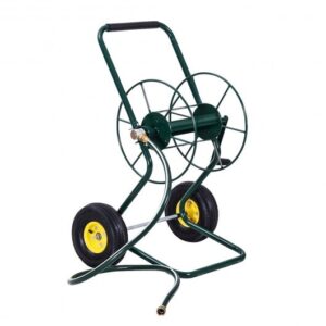 Garden Steel Frame Wheeled Hose Reel Cart - Color: Green