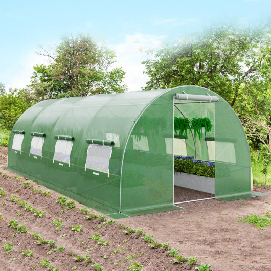 20 x 10 x 6.6 Feet Greenhouse with Windows and Doors for Outdoor-Green - Color: Green - Image 2