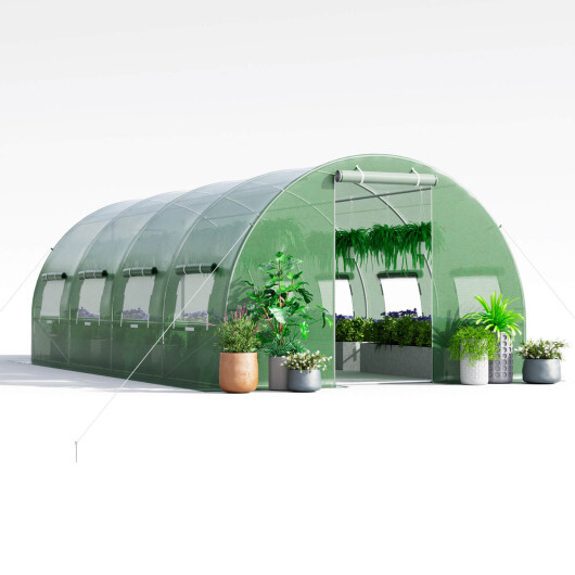 20 x 10 x 6.6 Feet Greenhouse with Windows and Doors for Outdoor-Green - Color: Green - Image 4