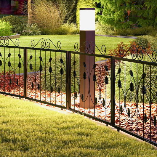 Decorative Garden Fence with 8 Panels Animal Barrier-Black - Color: Black - Image 3