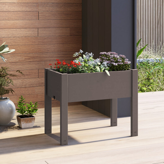 53L Raised Bed Grow Box Self-Watering Planter Box Stand with Water Level Monitor-Coffee - Color: Coffee - Image 4