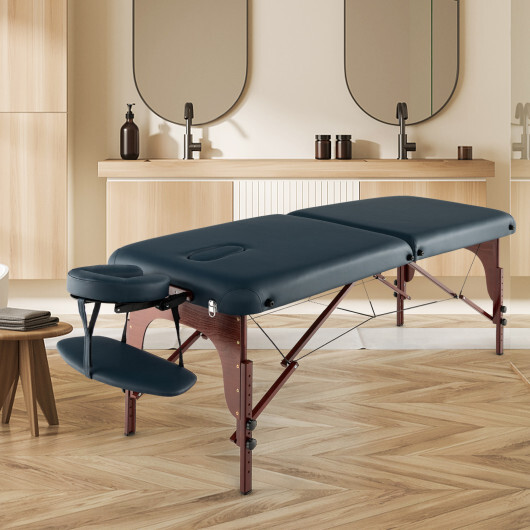 Portable Folding Massage Table with Carrying Case-Navy - Color: Navy - Image 2