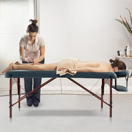 Portable Folding Massage Table with Carrying Case-Navy - Color: Navy - Image 3