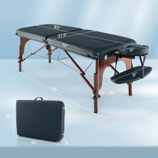 Portable Folding Massage Table with Carrying Case-Navy - Color: Navy - Image 4