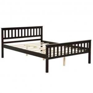 Full Size Wood Platform Bed with Headboard - Color: Espresso - Size: Full Size