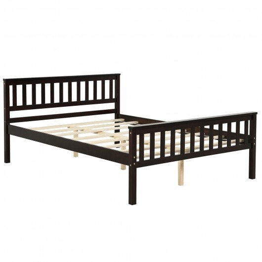 Full Size Wood Platform Bed with Headboard - Color: Espresso - Size: Full Size
