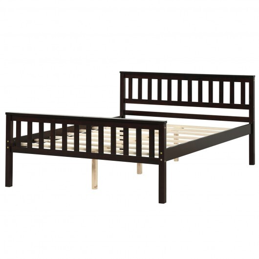 Full Size Wood Platform Bed with Headboard - Color: Espresso - Size: Full Size - Image 2